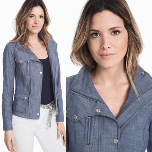 White House Black Market Jackets & Blazers - White House Black Market Denim Field Jacket Blue